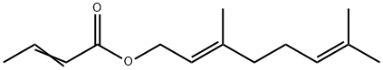 2-부텐산 (2E)-3,7-디메틸-2,6-옥타디엔-1-일 구조식 이미지