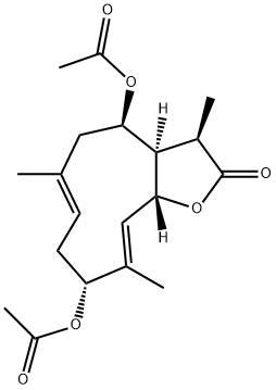 (3R,3aR,4R,6E,9R,10E,11aR)-4,9-Bisacetoxy-3a,4,5,8,9,11a-hexahydro-3,6,10-trimethylcyclodeca[b]furan-2(3H)-one Structure