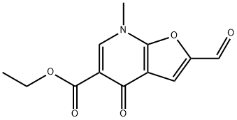 푸로[2,3-b]피리딘-5-카르복실산,2-포르밀-4,7-디히드로-7-메틸-4-옥소-,에틸에스테르 구조식 이미지