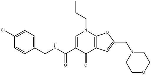 Furo[2,3-b]pyridine-5-carboxamide,  N-[(4-chlorophenyl)methyl]-4,7-dihydro-2-(4-morpholinylmethyl)-4-oxo-7-propyl- 구조식 이미지