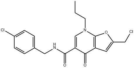 Furo[2,3-b]pyridine-5-carboxamide,  2-(chloromethyl)-N-[(4-chlorophenyl)methyl]-4,7-dihydro-4-oxo-7-propyl- Structure