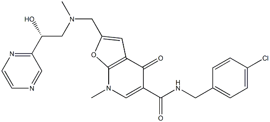 Furo[2,3-b]pyridine-5-carboxamide,  N-[(4-chlorophenyl)methyl]-4,7-dihydro-2-[[[(2R)-2-hydroxy-2-pyrazinylethyl]methylamino]methyl]-7-methyl-4-oxo-  (9CI) Structure