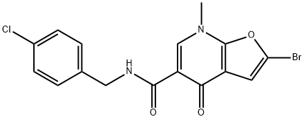 Furo[2,3-b]pyridine-5-carboxamide,  2-bromo-N-[(4-chlorophenyl)methyl]-4,7-dihydro-7-methyl-4-oxo- 구조식 이미지