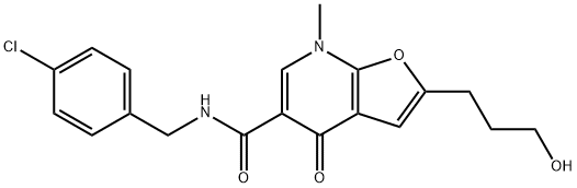 Furo[2,3-b]pyridine-5-carboxamide,  N-[(4-chlorophenyl)methyl]-4,7-dihydro-2-(3-hydroxypropyl)-7-methyl-4-oxo- 구조식 이미지