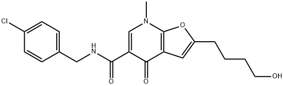 Furo[2,3-b]pyridine-5-carboxamide,  N-[(4-chlorophenyl)methyl]-4,7-dihydro-2-(4-hydroxybutyl)-7-methyl-4-oxo- Structure