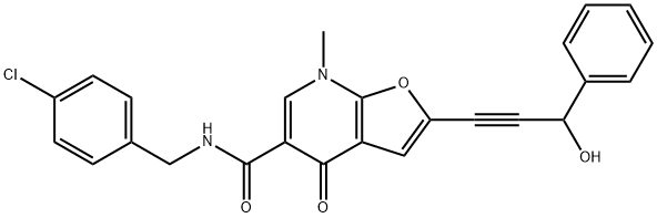 Furo[2,3-b]pyridine-5-carboxamide,  N-[(4-chlorophenyl)methyl]-4,7-dihydro-2-(3-hydroxy-3-phenyl-1-propynyl)-7-methyl-4-oxo-  (9CI) 구조식 이미지