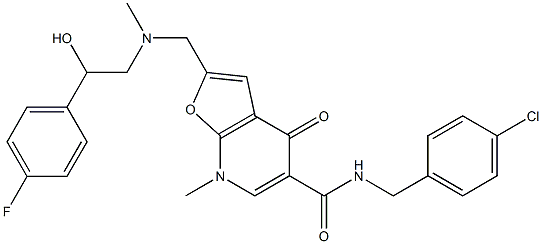 Furo[2,3-b]pyridine-5-carboxamide,  N-[(4-chlorophenyl)methyl]-2-[[[2-(4-fluorophenyl)-2-hydroxyethyl]methylamino]methyl]-4,7-dihydro-7-methyl-4-oxo- Structure