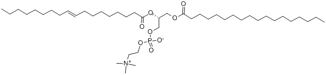 1-OCTADECANOYL-2-[CIS-9-OCTADECENOYL]-SN-글리세로-3-포스포콜린 구조식 이미지