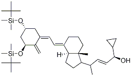 (R,E)-4-((1R,3aS,7aR,E)-4-((E)-2-((3S,5R)-3,5-bis(tert-butyldiMethylsilyloxy)-2-Methylenecyclohexylidene)ethylidene)-7a-Methyloctahydro-1H-inden-1-yl)-1-cyclopropylpent-2-en-1-ol 구조식 이미지