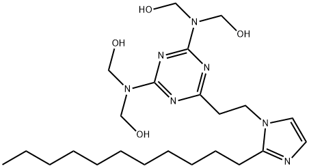 [[6-[2-(2-Undecyl-1H-imidazol-1-yl)ethyl]-1,3,5-triazine-2,4-diyl]dinitrilo]tetrakismethanol 구조식 이미지