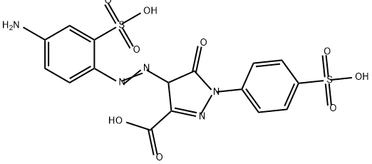 4-[(4-amino-2-sulphophenyl)azo]-4,5-dihydro-5-oxo-1-(4-sulphophenyl)-1H-pyrazole-3-carboxylic acid  구조식 이미지