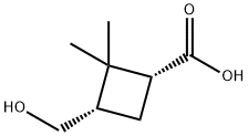 Cyclobutanecarboxylic acid, 3-(hydroxymethyl)-2,2-dimethyl-, (1R,3S)- (9CI) Structure