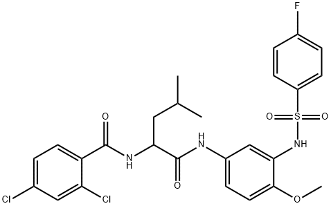 Benzamide, 2,4-dichloro-N-[1-[[[3-[[(4-fluorophenyl)sulfonyl]amino]-4-methoxyphenyl]amino]carbonyl]-3-methylbutyl]- (9CI) 구조식 이미지