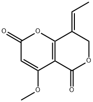 (8E)-8-Ethylidene-7,8-dihydro-4-methoxy-2H,5H-pyrano[4,3-b]pyran-2,5-dione Structure