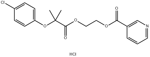 2-[2-(4-chlorophenoxy)-2-methylpropionyloxy]ethyl nicotinate hydrochloride Structure