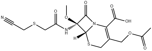 7-[[[(CyanoMethyl)thio]acetyl]aMino]-7-Methoxy Cephalosporanic Acid Structure