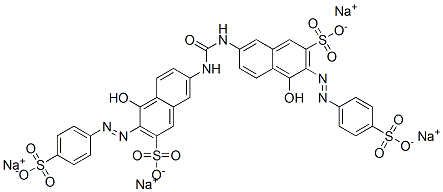 tetrasodium 7,7'-(carbonyldiimino)bis[4-hydroxy-3-[(4-sulphonatophenyl)azo]naphthalene-2-sulphonate] 구조식 이미지