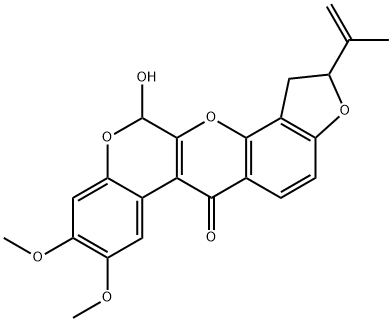 1,2-Dihydro-12-hydroxy-8,9-dimethoxy-2-(1-methylethenyl)[1]benzopyrano[3,4-b]furo[2,3-h][1]benzopyran-6(12H)-one Structure