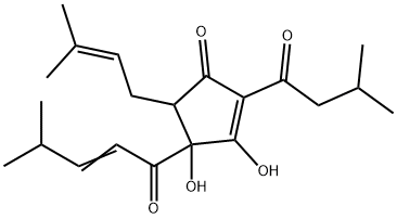 3,4-Dihydroxy-5-(3-methyl-2-butenyl)-2-(3-methyl-1-oxobutyl)-4-(4-methyl-1-oxo-2-pentenyl)-2-cyclopenten-1-one Structure