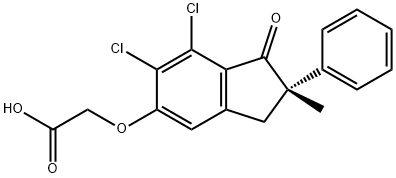 (S)-[(6,7-dichloro-2,3-dihydro-2-methyl-1-oxo-2-phenyl-1H-inden-5-yl)oxy]acetic acid 구조식 이미지