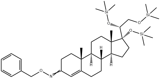 Pregn-4-en-3-one, 17,20,21-tris[(trimethylsilyl)oxy]-, O-(phenylmethyl )oxime, (20R)- Structure