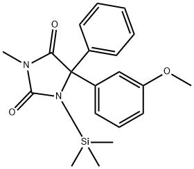 5-(3-Methoxyphenyl)-3-methyl-5-phenyl-1-(trimethylsilyl)-2,4-imidazolidinedione 구조식 이미지