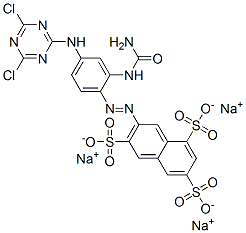 trisodium 7-[2-[(aminocarbonyl)amino]-4-[(4,6-dichloro-1,3,5-triazin-2-yl)amino]phenyl]azo]naphthalene-1,3,6-trisulphonate 구조식 이미지