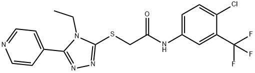 N-[4-chloro-3-(trifluoromethyl)phenyl]-2-{[4-ethyl-5-(4-pyridinyl)-4H-1,2,4-triazol-3-yl]sulfanyl}acetamide Structure