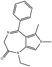 1-Ethyl-3,7-dihydro-6,7-dimethyl-5-phenylpyrrolo[3,4-e]-1,4-diazepin-2(1H)-one 구조식 이미지