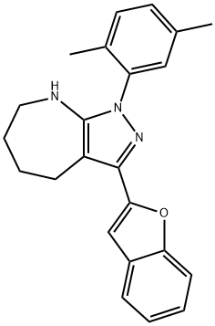 Pyrazolo[3,4-b]azepine, 3-(2-benzofuranyl)-1-(2,5-dimethylphenyl)-1,4,5,6,7,8-hexahydro- (9CI) 구조식 이미지