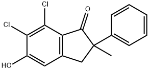 6,7-dichloro-5-hydroxy-2-methyl-2-phenylindan-1-one Structure