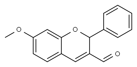 2H-1-BENZOPYRAN-3-CARBOXALDEHYDE, 7-METHOXY-2-PHENYL- Structure
