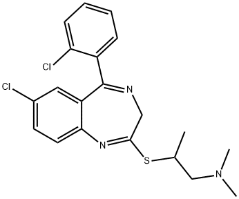 1-Propanamine, 2-7-chloro-5-(2-chlorophenyl)-3H-1,4-benzodiazepin-2-ylthio-N,N-dimethyl- Structure