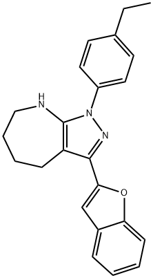 Pyrazolo[3,4-b]azepine, 3-(2-benzofuranyl)-1-(4-ethylphenyl)-1,4,5,6,7,8-hexahydro- (9CI) 구조식 이미지