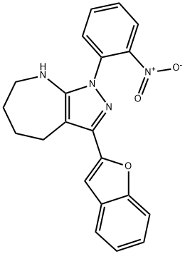 Pyrazolo[3,4-b]azepine, 3-(2-benzofuranyl)-1,4,5,6,7,8-hexahydro-1-(2-nitrophenyl)- (9CI) Structure