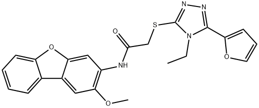 Acetamide, 2-[[4-ethyl-5-(2-furanyl)-4H-1,2,4-triazol-3-yl]thio]-N-(2-methoxy-3-dibenzofuranyl)- (9CI) Structure