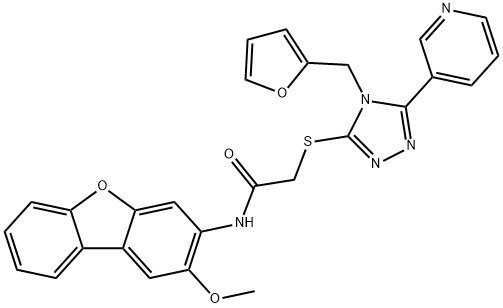 Acetamide, 2-[[4-(2-furanylmethyl)-5-(3-pyridinyl)-4H-1,2,4-triazol-3-yl]thio]-N-(2-methoxy-3-dibenzofuranyl)- (9CI) 구조식 이미지