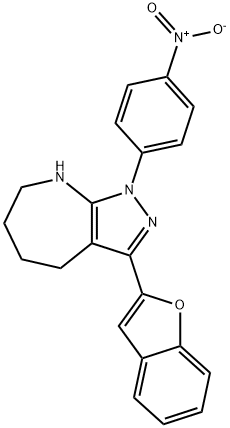 Pyrazolo[3,4-b]azepine, 3-(2-benzofuranyl)-1,4,5,6,7,8-hexahydro-1-(4-nitrophenyl)- (9CI) Structure