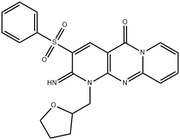 2-imino-3-(phenylsulfonyl)-1-(tetrahydro-2-furanylmethyl)-1,2-dihydro-5H-dipyrido[1,2-a:2,3-d]pyrimidin-5-one Structure