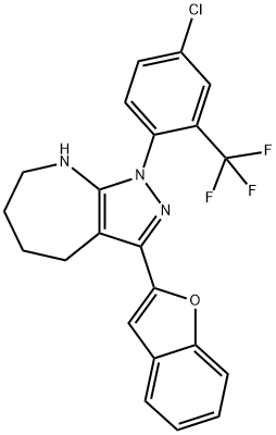 Pyrazolo[3,4-b]azepine, 3-(2-benzofuranyl)-1-[4-chloro-2-(trifluoromethyl)phenyl]-1,4,5,6,7,8-hexahydro- (9CI) 구조식 이미지