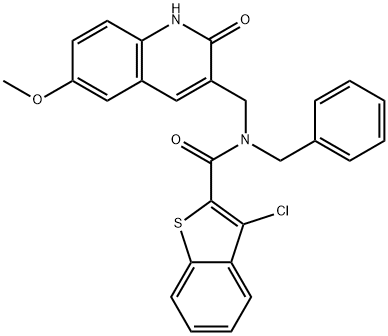 Benzo[b]thiophene-2-carboxamide, 3-chloro-N-[(1,2-dihydro-6-methoxy-2-oxo-3-quinolinyl)methyl]-N-(phenylmethyl)- (9CI) Structure