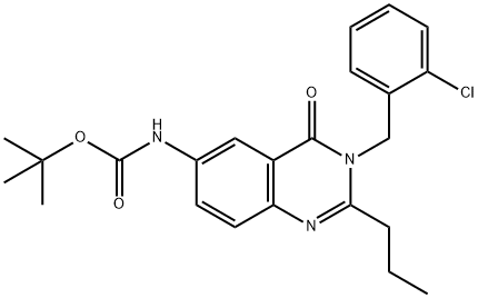 Carbamic acid, [3-[(2-chlorophenyl)methyl]-3,4-dihydro-4-oxo-2-propyl-6-quinazolinyl]-, 1,1-dimethylethyl ester (9CI) Structure