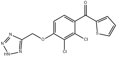 [2,3-dichloro-4-(1H-tetrazol-5-ylmethoxy)phenyl] 2-thienyl ketone 구조식 이미지