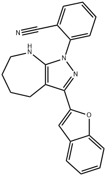 Benzonitrile, 2-[3-(2-benzofuranyl)-5,6,7,8-tetrahydropyrazolo[3,4-b]azepin-1(4H)-yl]- (9CI) Structure