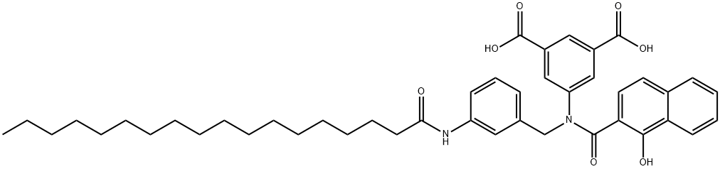 5-[[(1-hydroxy-2-naphthyl)carbonyl][[3-[(1-oxooctadecyl)amino]phenyl]methyl]amino]phthalic acid 구조식 이미지