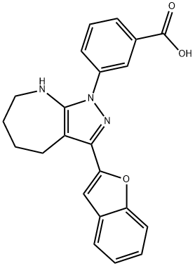 Benzoic acid, 3-[3-(2-benzofuranyl)-5,6,7,8-tetrahydropyrazolo[3,4-b]azepin-1(4H)-yl]- (9CI) Structure