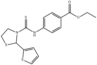 Benzoic acid, 4-[[[2-(2-thienyl)-3-thiazolidinyl]thioxomethyl]amino]-, ethyl ester (9CI) Structure