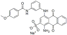 1-Amino-9,10-dihydro-4-[[3-[(4-methoxybenzoyl)amino]phenyl]amino]-9,10-dioxo-2-anthracenesulfonic acid sodium salt 구조식 이미지