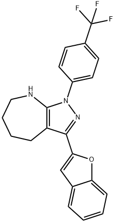 Pyrazolo[3,4-b]azepine, 3-(2-benzofuranyl)-1,4,5,6,7,8-hexahydro-1-[4-(trifluoromethyl)phenyl]- (9CI) 구조식 이미지