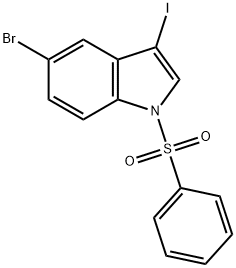 5-브로모-3-요오도-1-(페닐설포닐)인돌 구조식 이미지